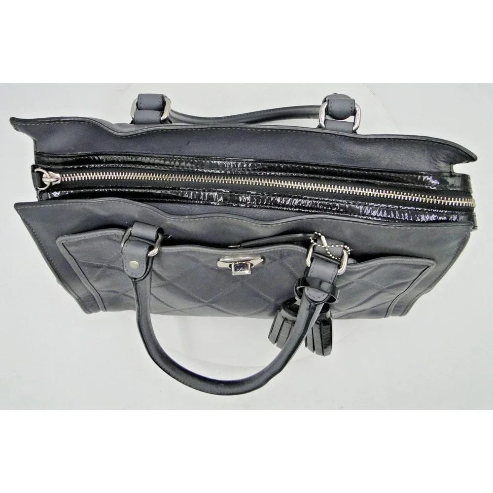 Coach Legacy Embossed‎ Leather Chelsea Handbag 25828 Gray Black Carryall Quilted